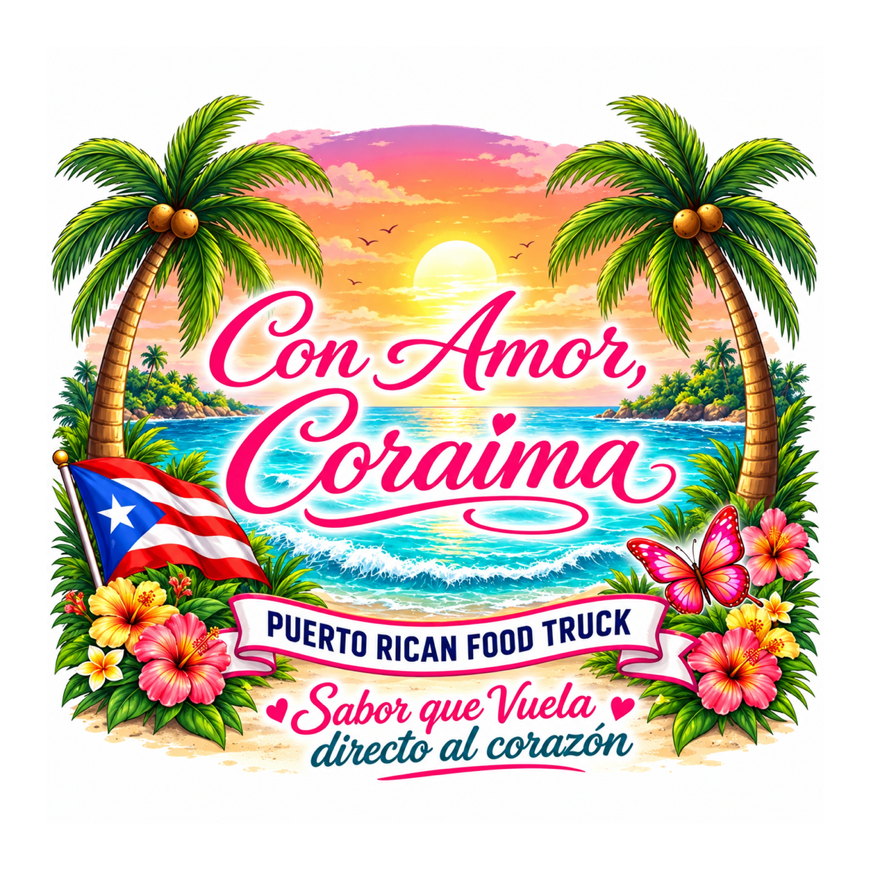 Con Amor, Coraima Puerto Rican food truck logo